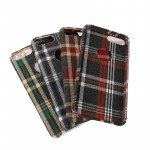 Wholesale iPhone 8 Plus / 7 Plus Checkered Plaid Fabric Armor PU Leather Case (Green)